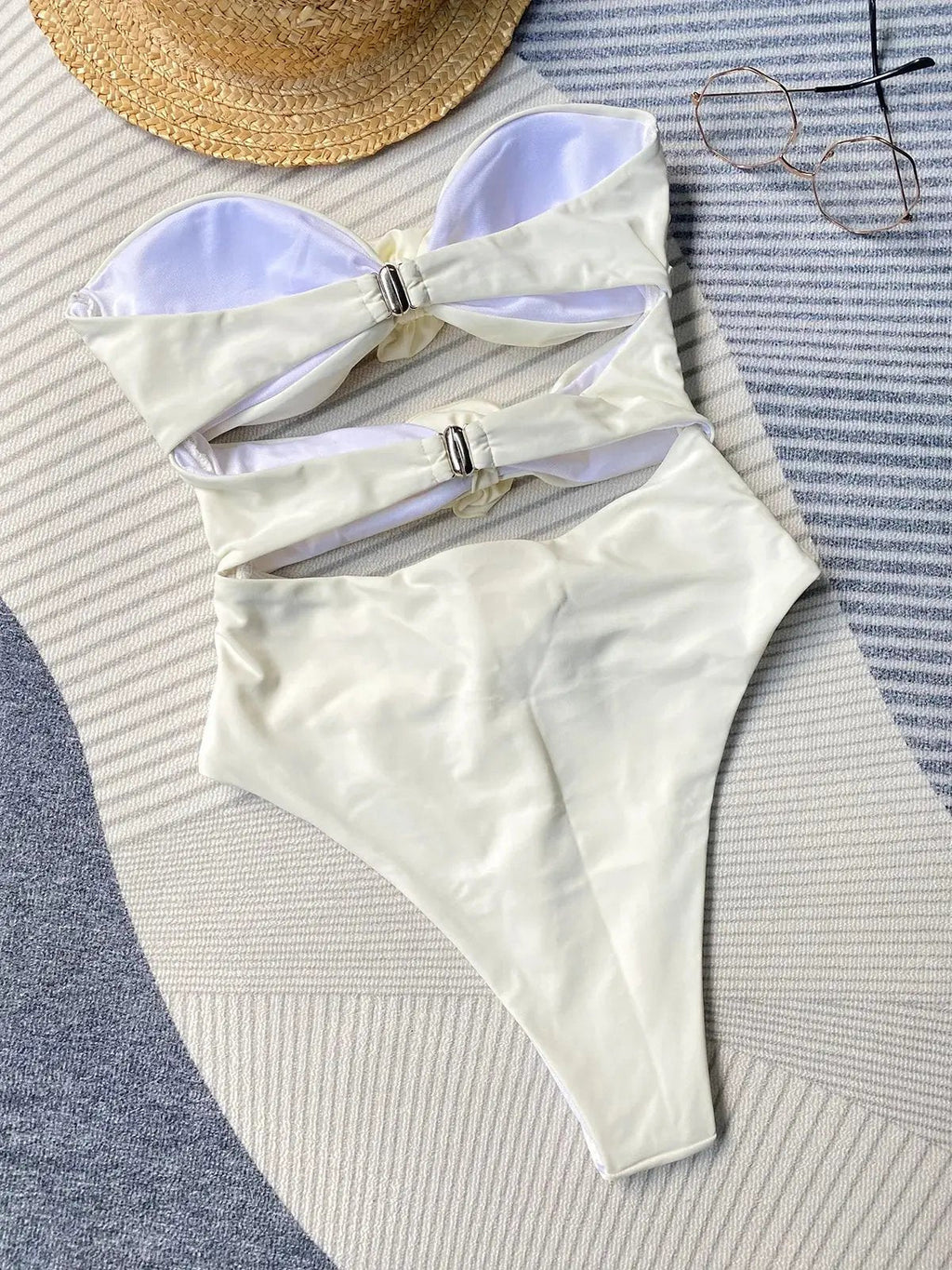 White & Pink One Piece Women's Swimsuit - Flattering Fit, Premium Quality