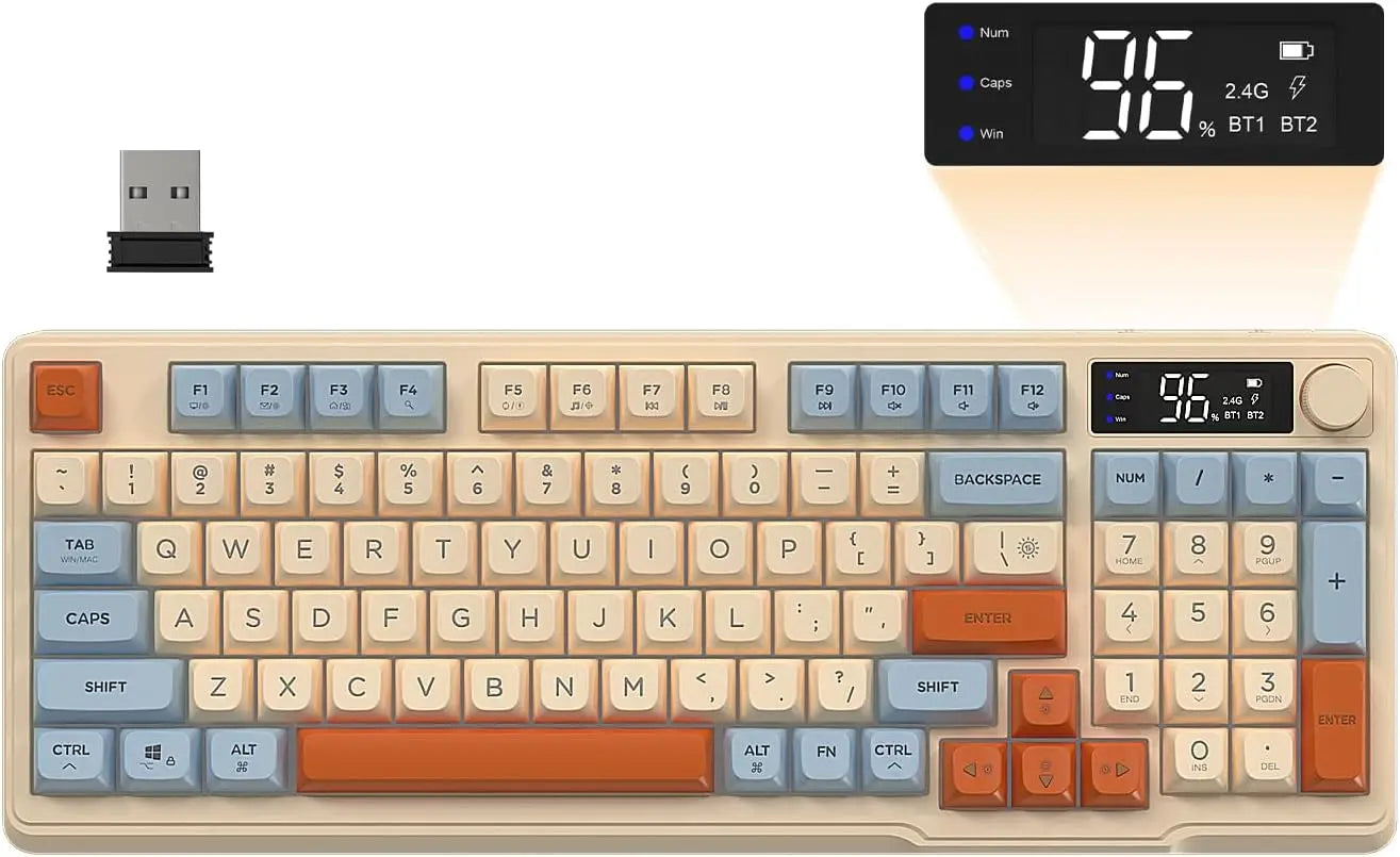 M96 Wireless Mechanical Gaming Keyboard — 94 Keys, 2.4GHz, LED Backlight | Electronics Den