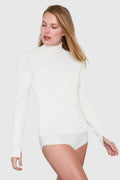 MIRA TURTLENECK VISCOSE BODYSUIT IN CREAM
