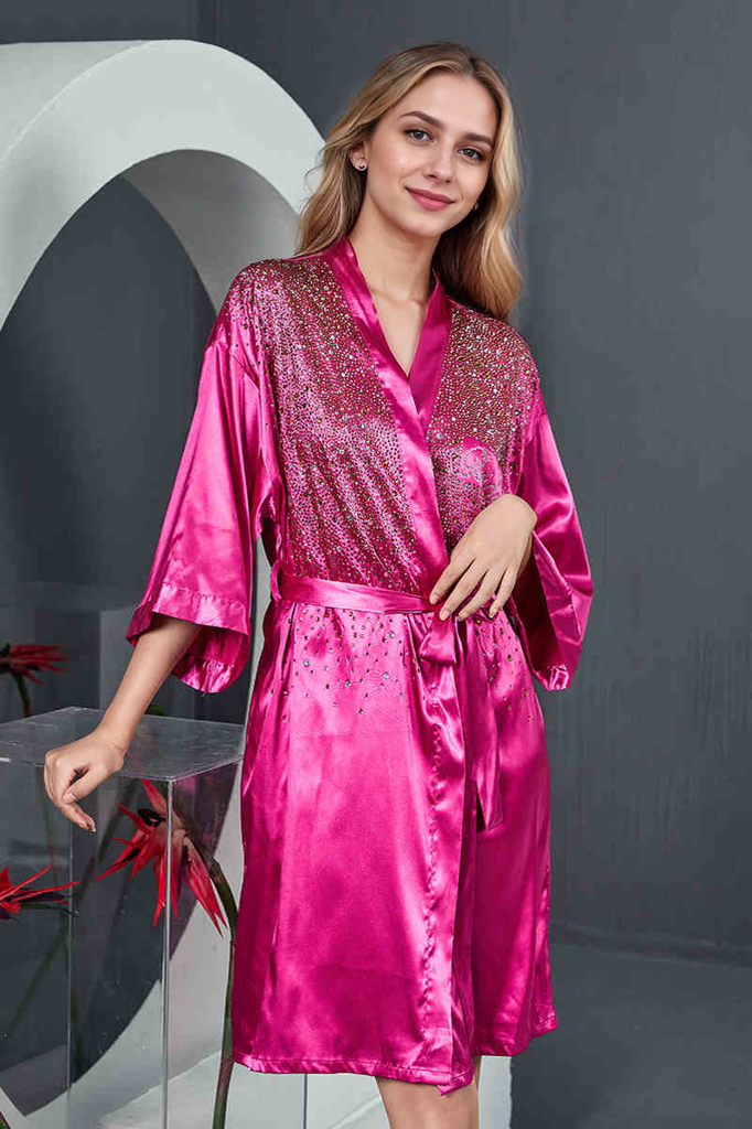 Luxurious Rhinestone Satin Bridal & Bridesmaid Robe – Sparkling Elegance for Weddings