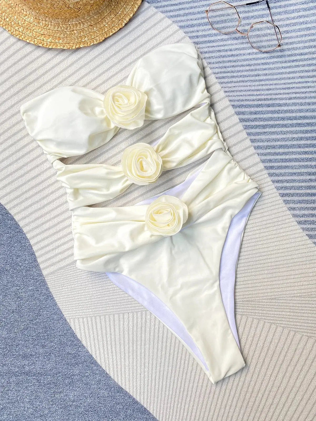 White & Pink One Piece Women's Swimsuit - Flattering Fit, Premium Quality