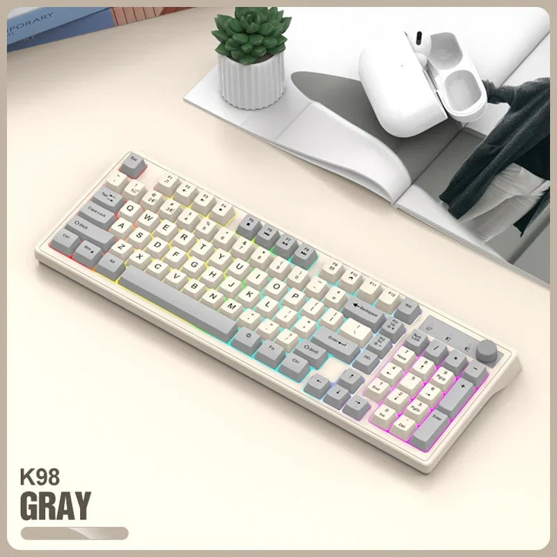 98-Key Wireless Keyboard — Bluetooth & 2.4G, Rainbow RGB Backlight | Electronics Den