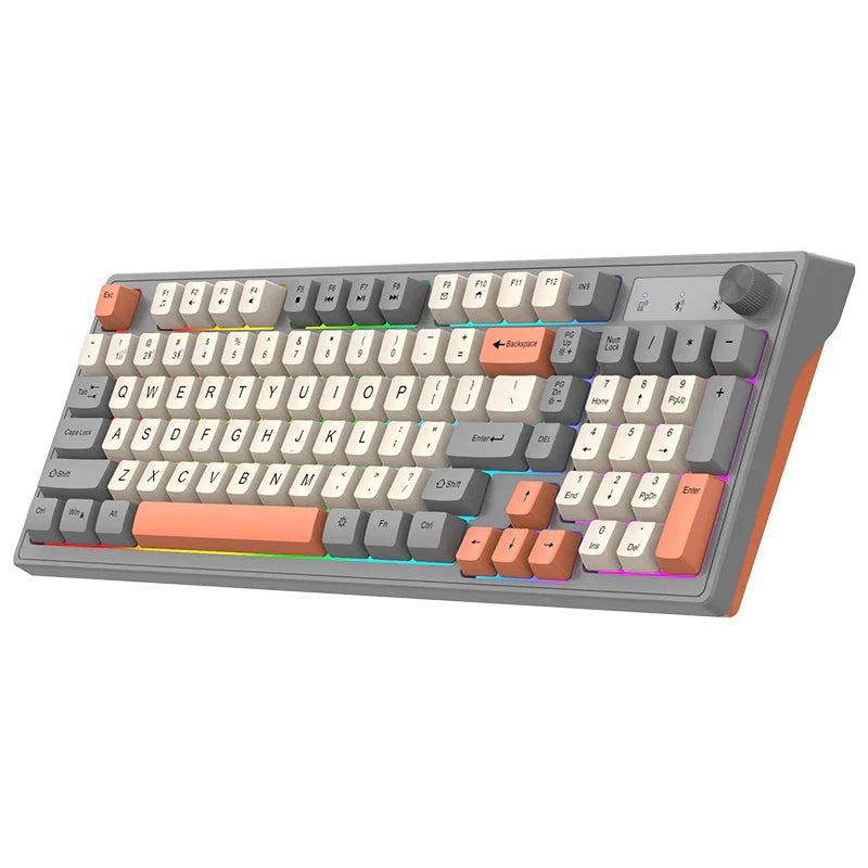 98-Key Wireless Keyboard — Bluetooth & 2.4G, Rainbow RGB Backlight | Electronics Den