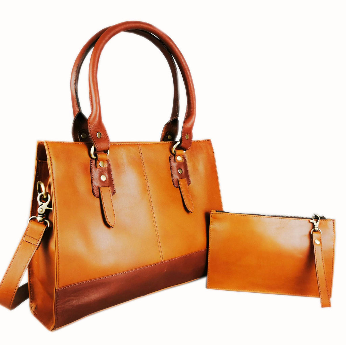 The Signature 15" Leather Laptop Bag, Tan