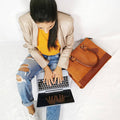 The Signature 17" Leather Laptop Bag, Tan