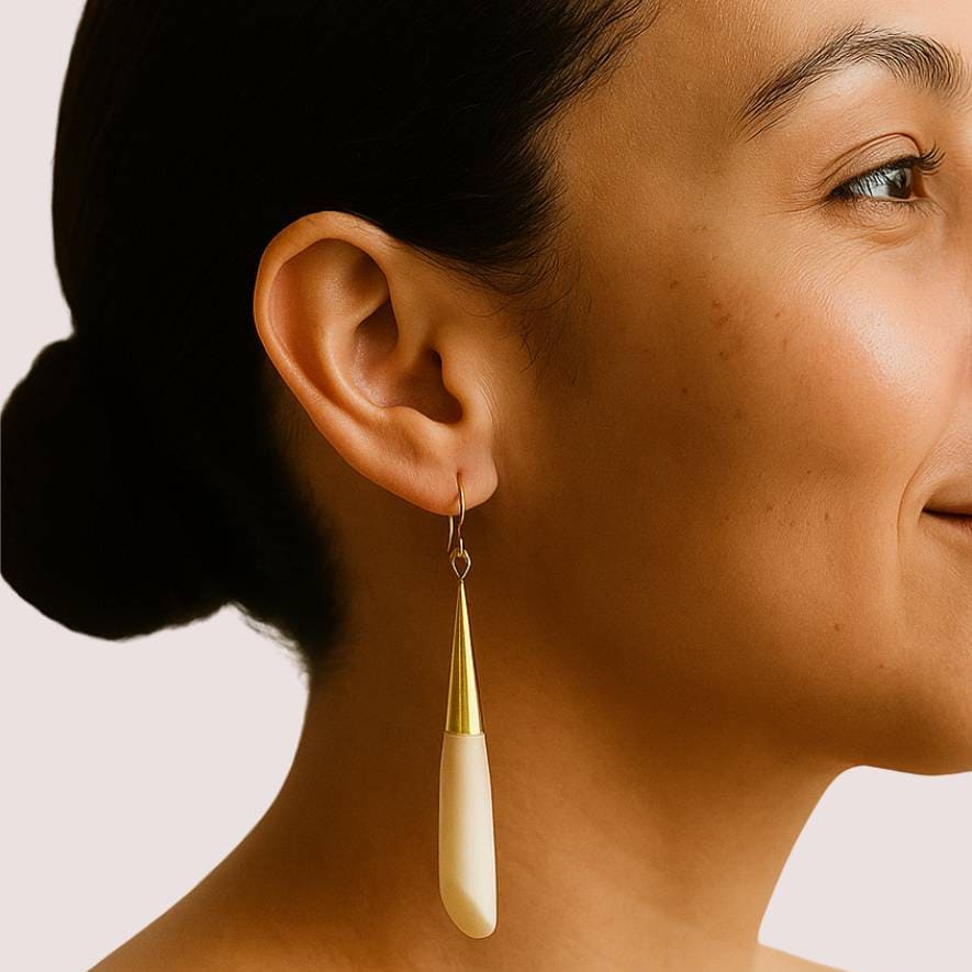Brass & Bone Teardrop Drop Earrings | Shela