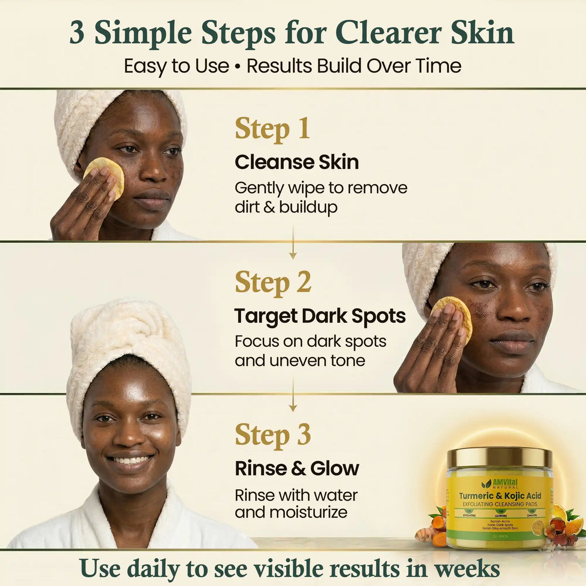 AMVital Turmeric Kojic Acid Cleansing Pads