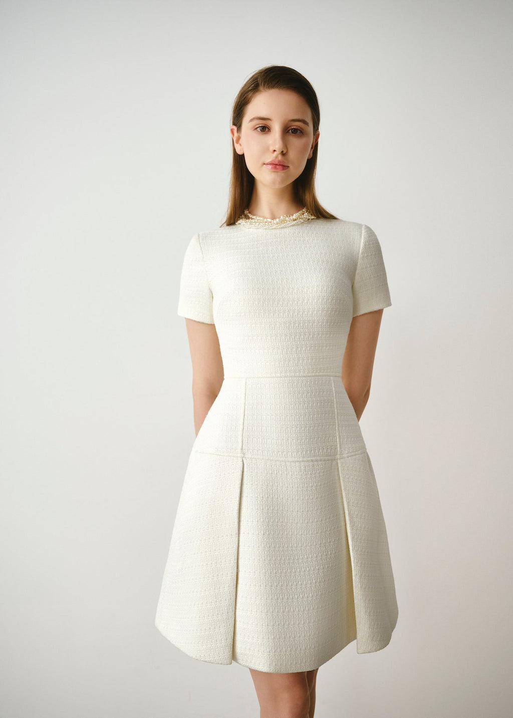 Tweed Pleated Mini Dress