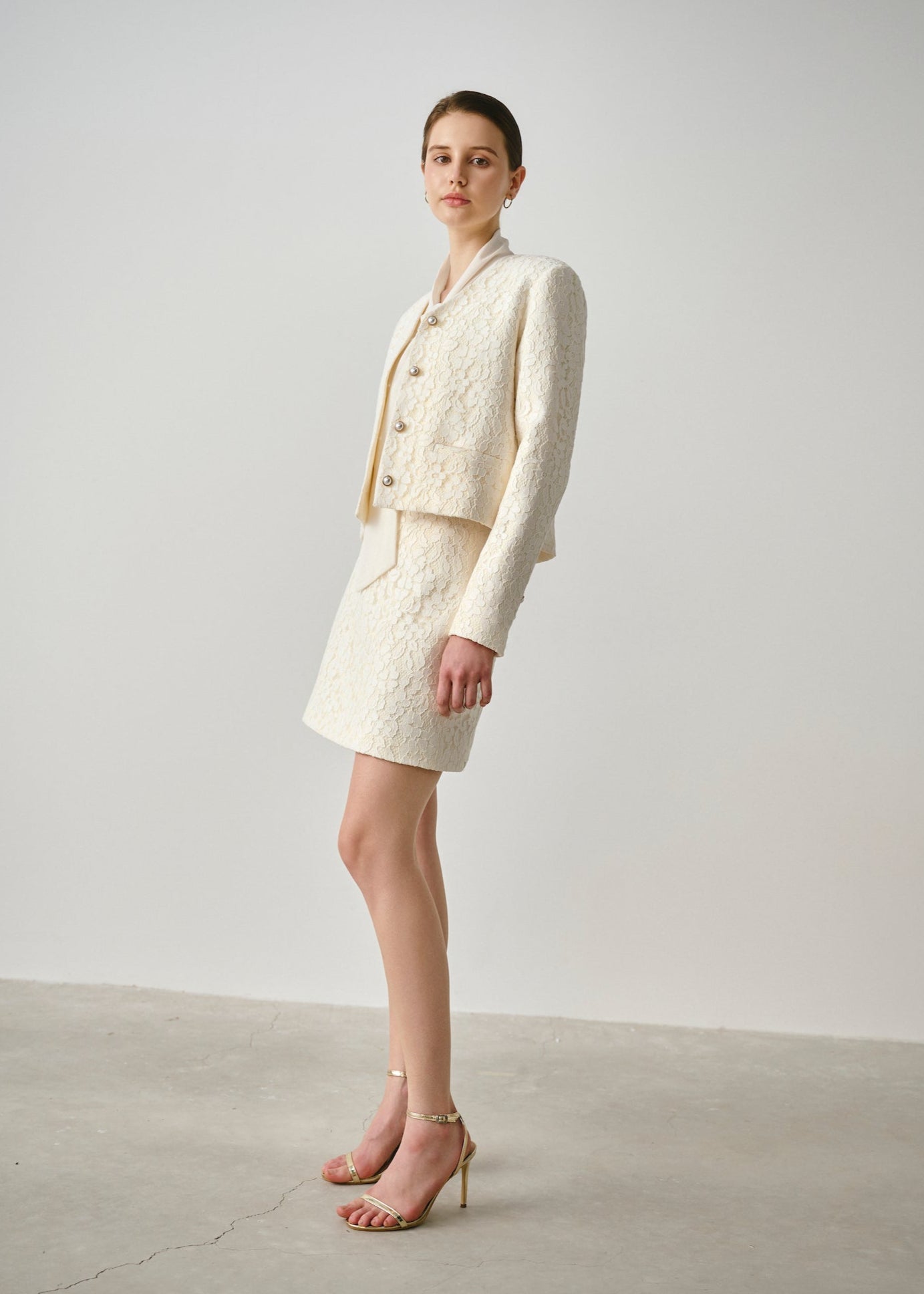 Lace Textured V-neck Jacket