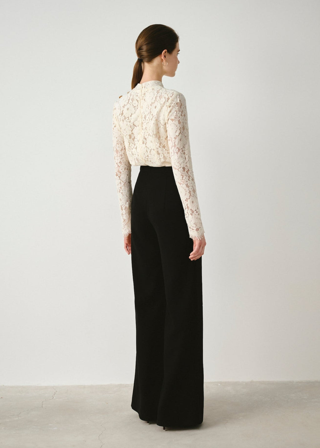 Button Shoulder Lace Top