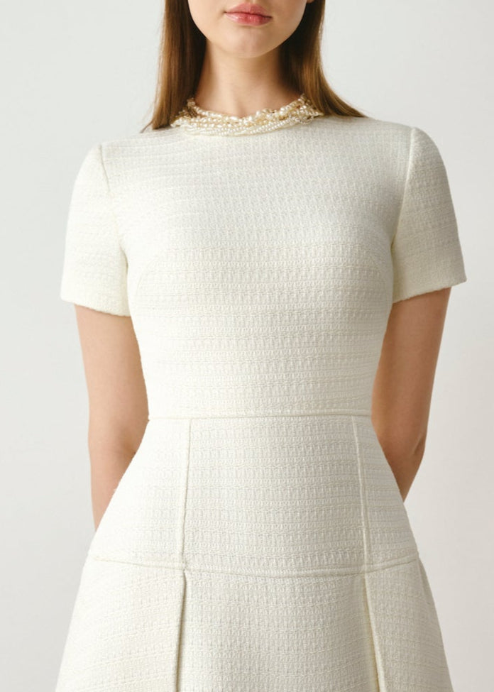 Tweed Pleated Mini Dress