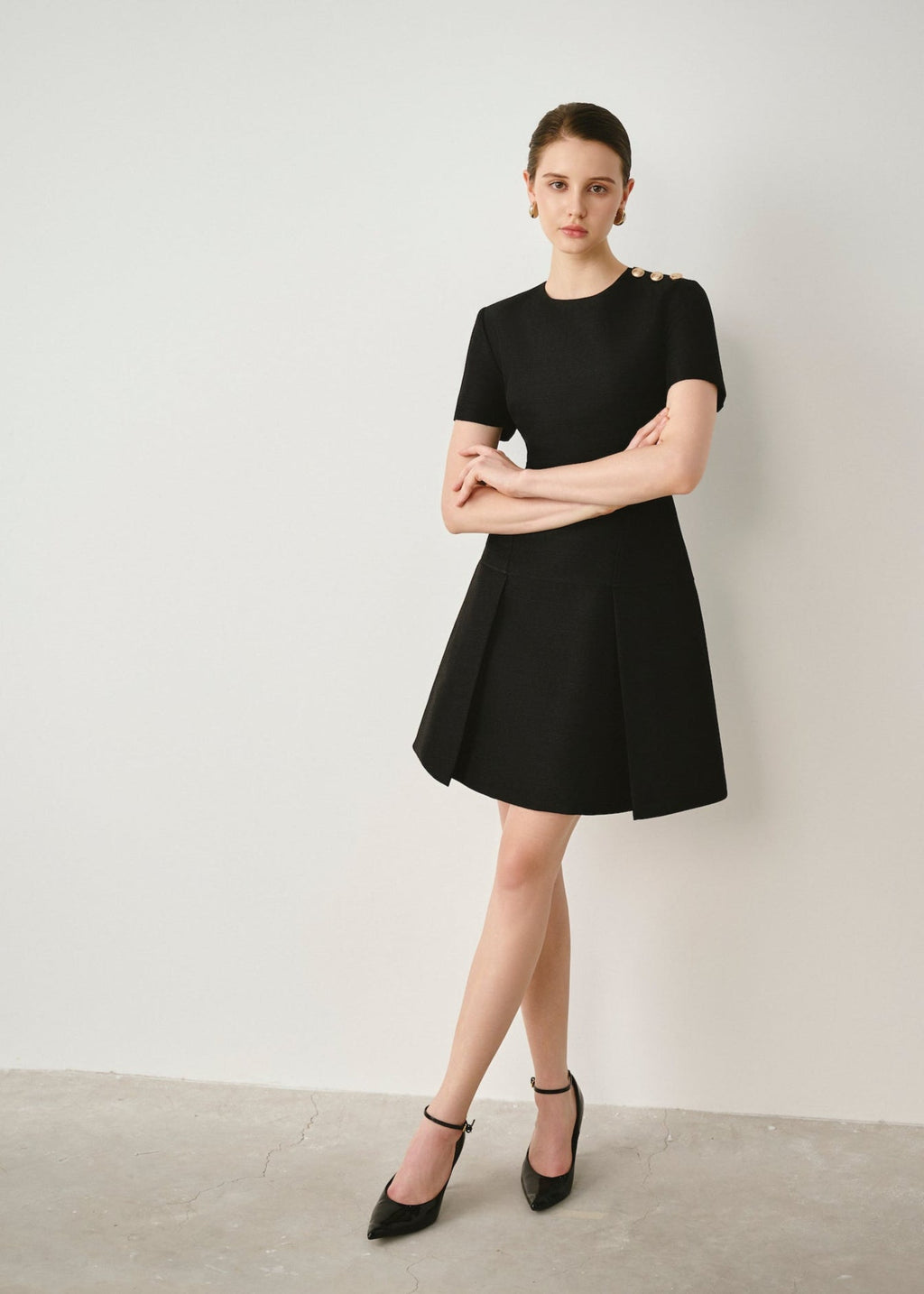 Tweed Pleated Mini Dress