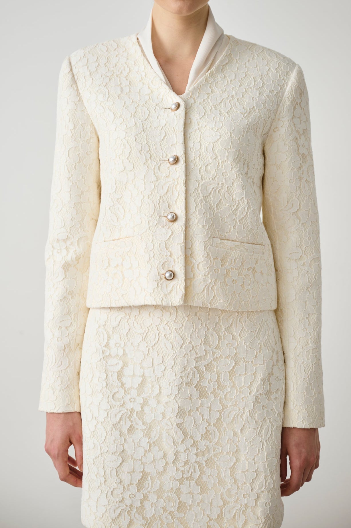 Lace Textured V-neck Jacket