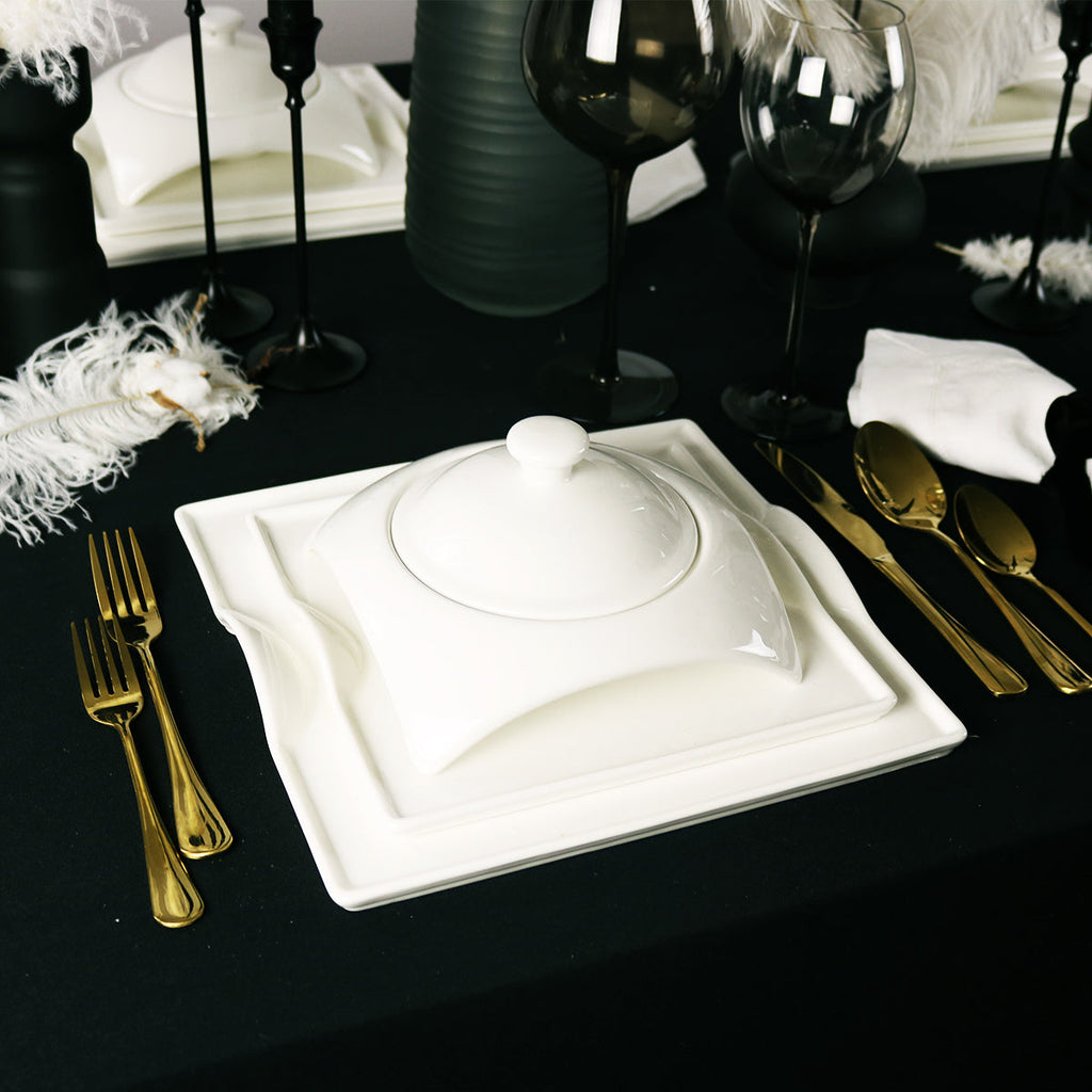 Square Porcelain Dinnerware Set — 20-Piece Service for 4 | Little White Dish