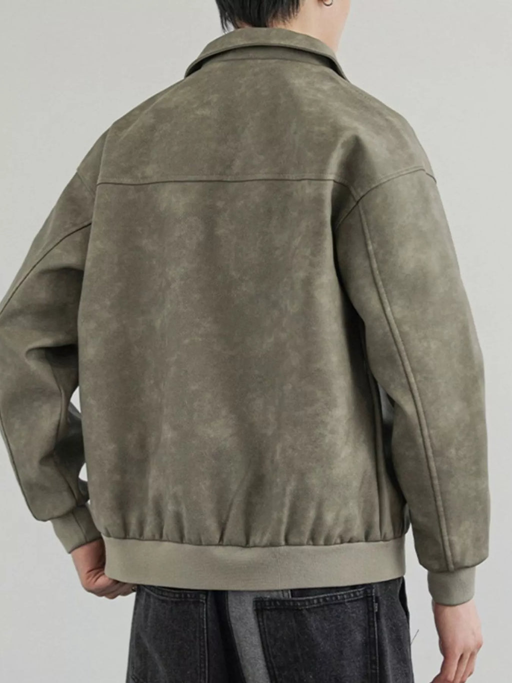 Men's Plus Size Zip Up Faux Leather Shacket