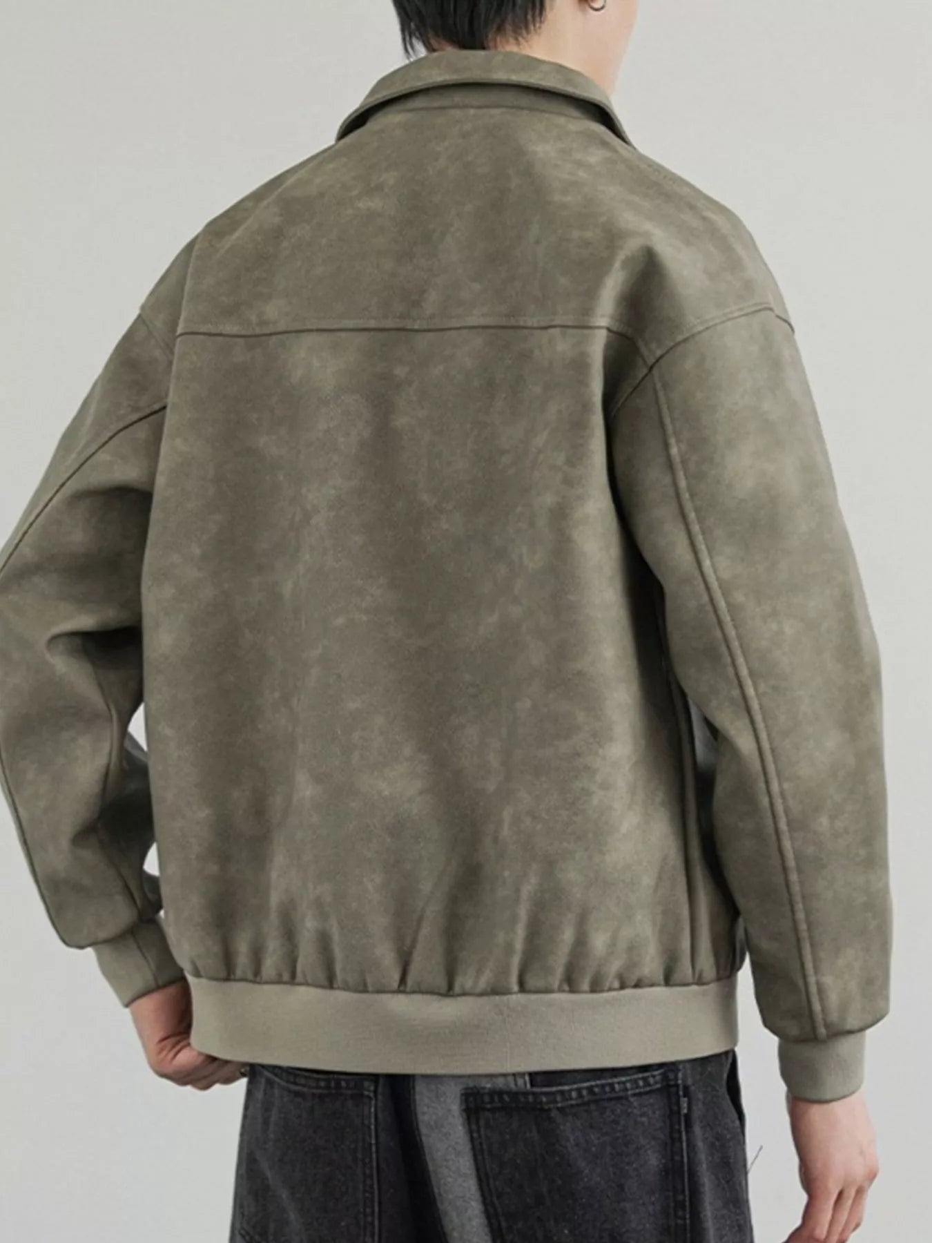 Men's Plus Size Zip Up Faux Leather Shacket