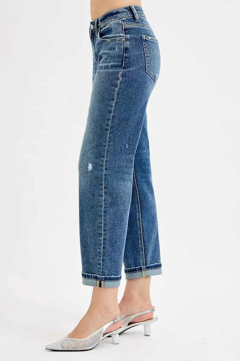 Jeans - Low Rise Boyfriend - Casual Vintage Medium Blue Wash