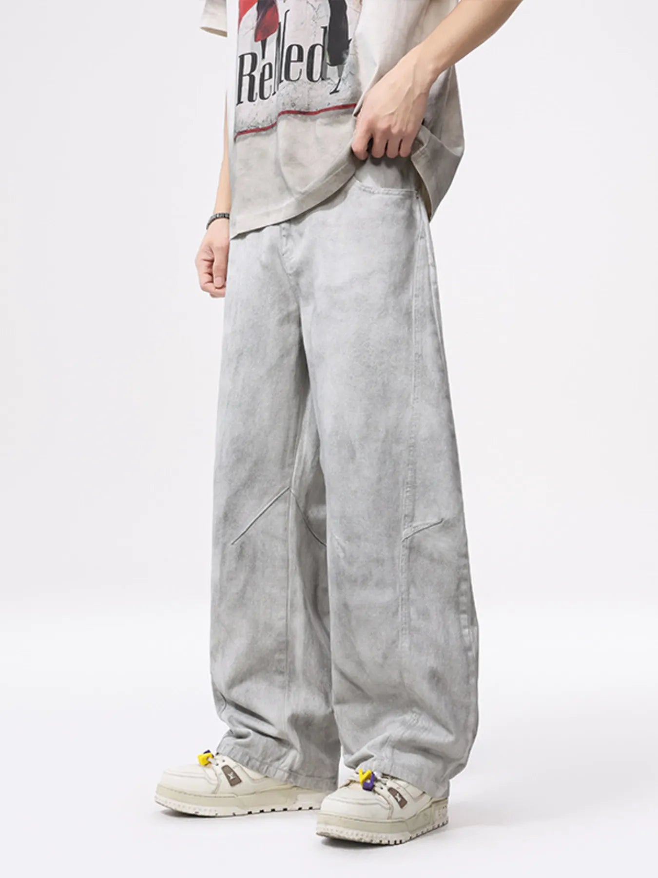 Men's Vintage Wash Wide Leg Jeans
