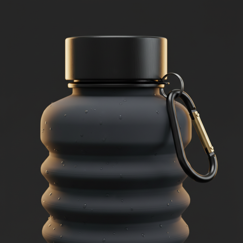 Collapsible silicone water bottle — front product photo