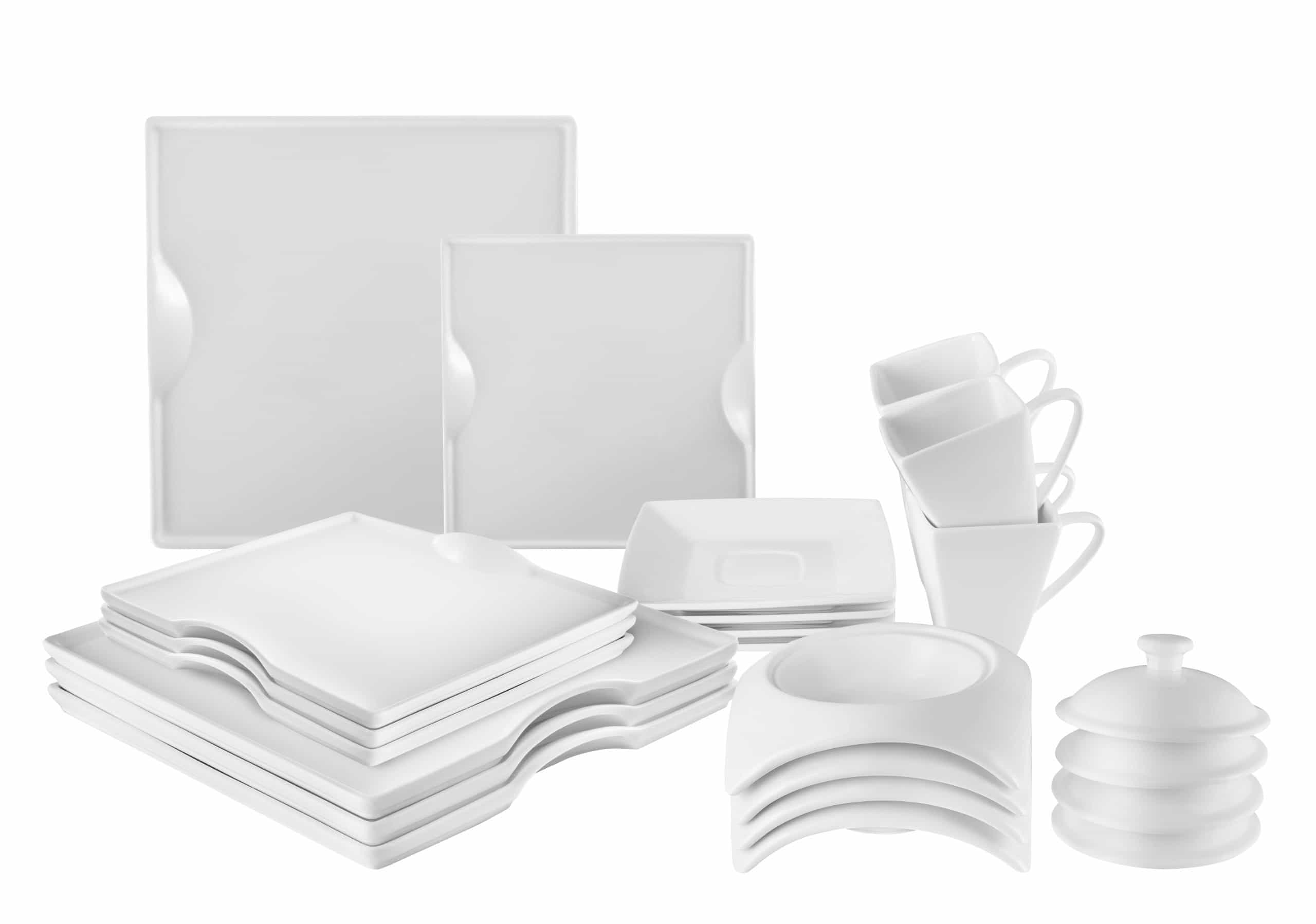 Square Porcelain Dinnerware Set — 20-Piece Service for 4 | Little White Dish