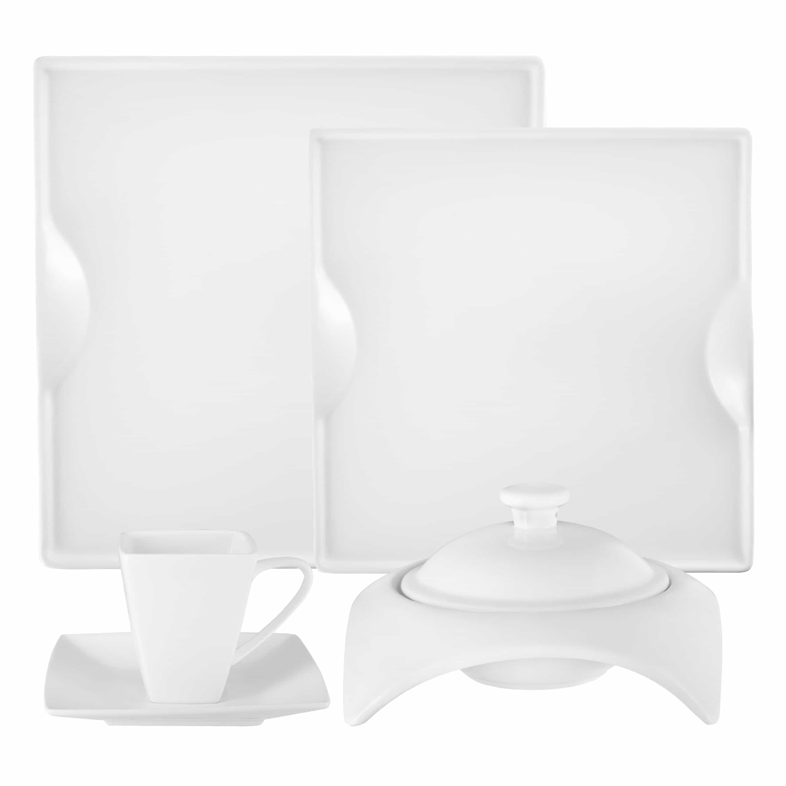 Square Porcelain Dinnerware Set — 20-Piece Service for 4 | Little White Dish