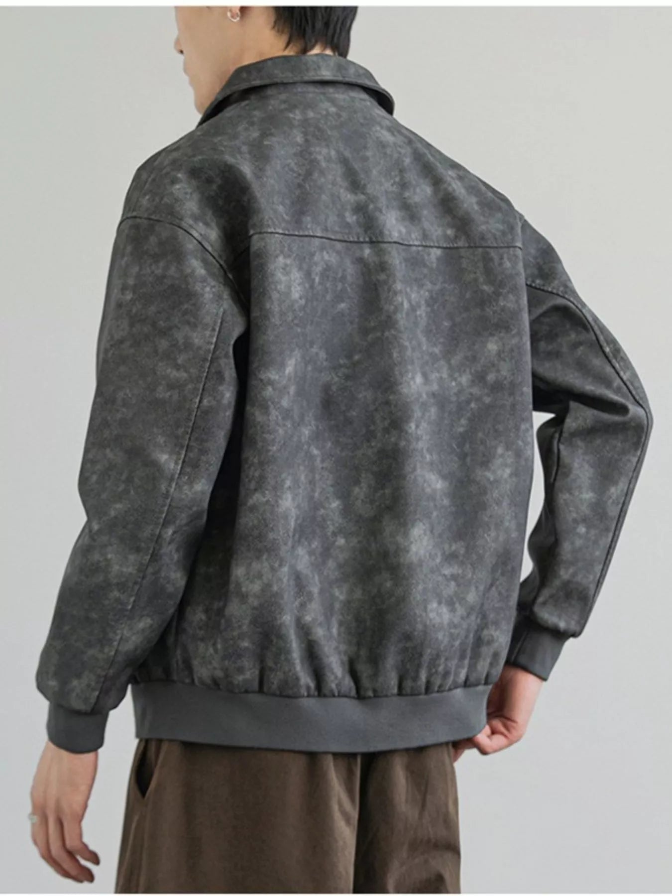 Men's Plus Size Zip Up Faux Leather Shacket
