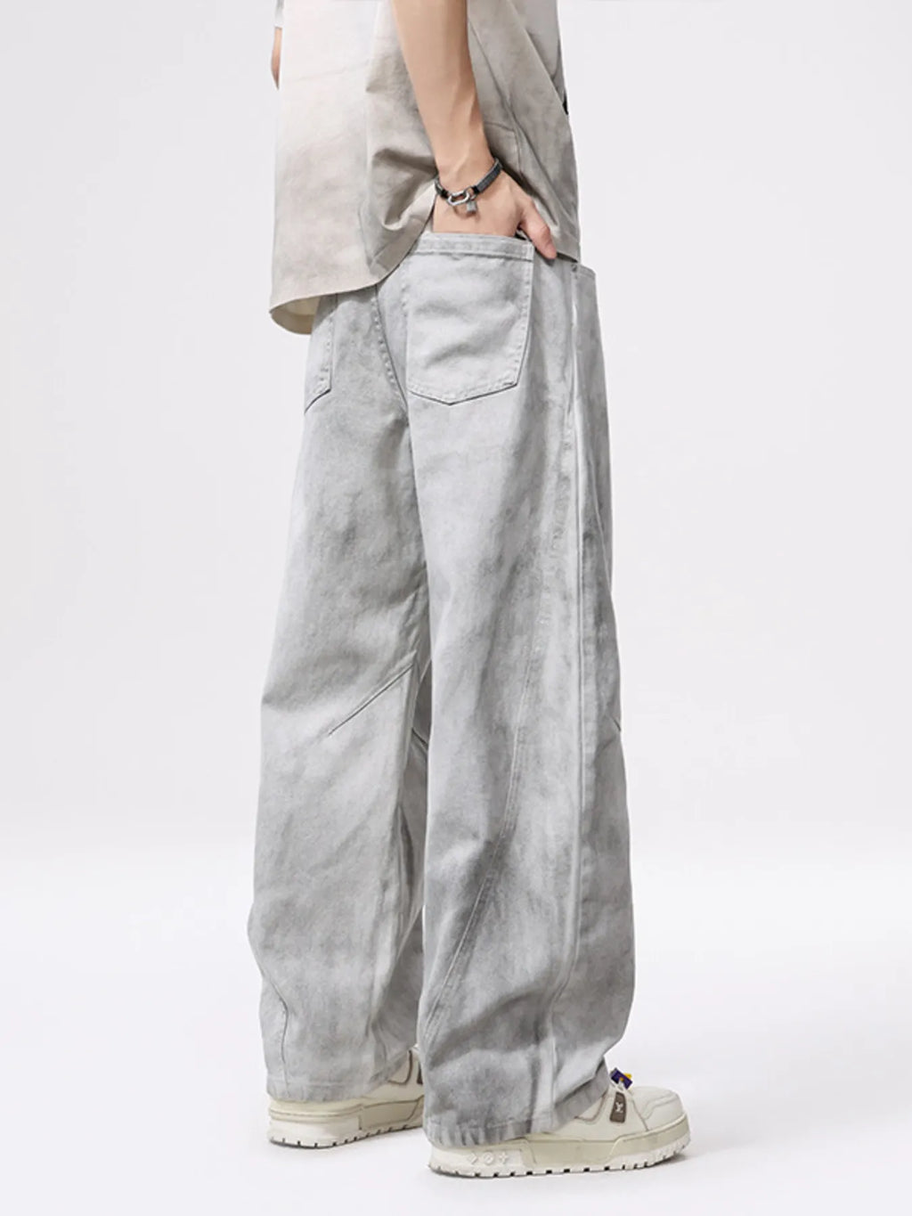 Men's Vintage Wash Wide Leg Jeans