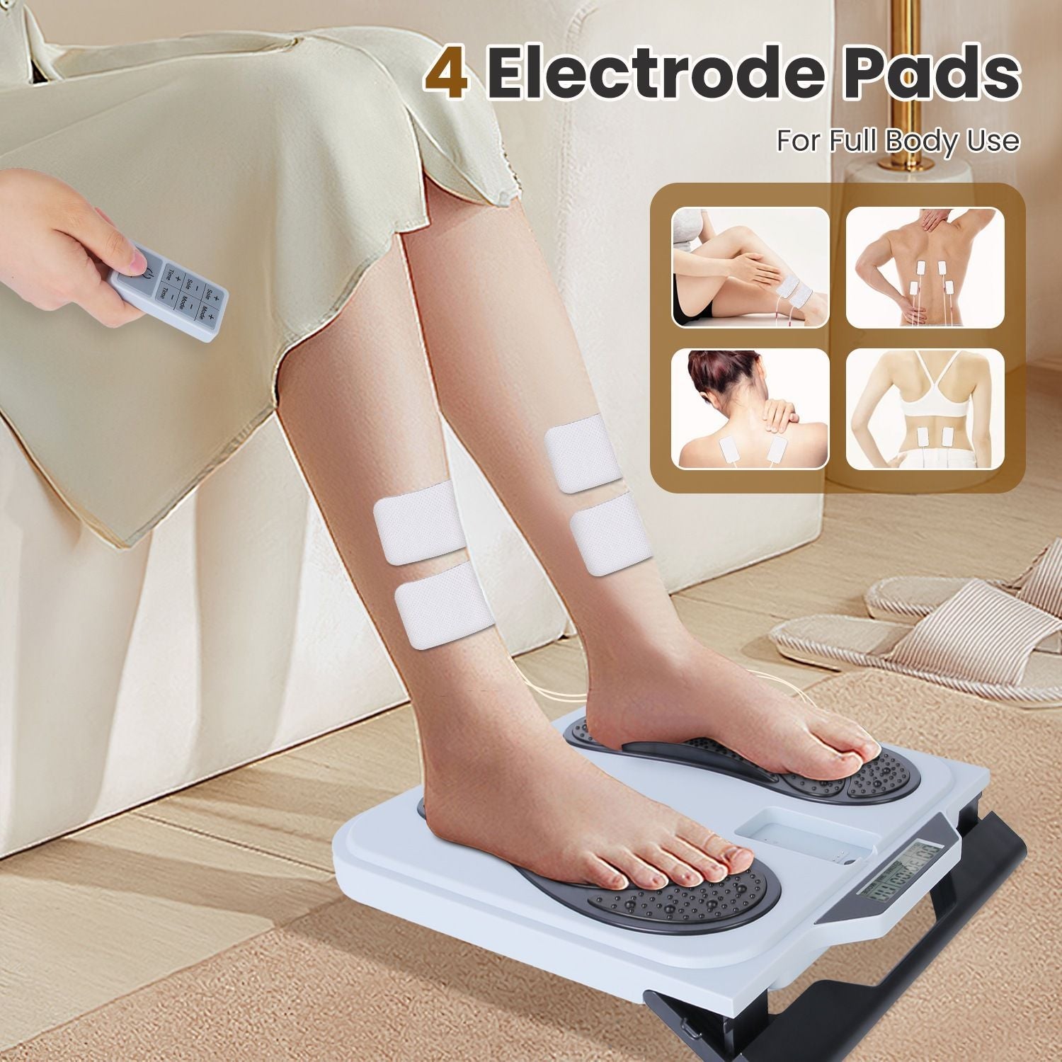 1Pc Rechargeable EMS Foot Massager for Neuropathy TENS Stimulator With 10Modes 50Intensities Remote Control For Muscle Relaxation Cramps Circulation Gift For Dad Mom
