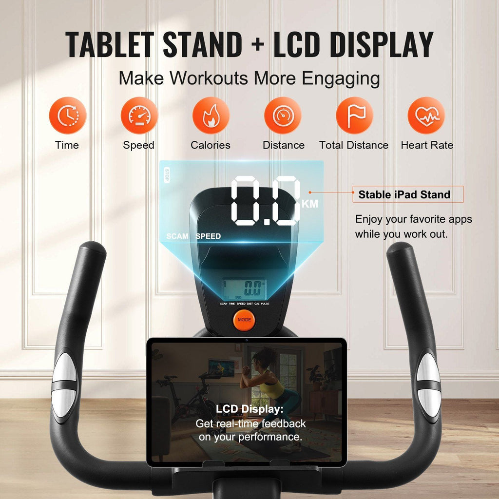 Exercise Bike, Adjustable Magnetic Resistance Stationary Bike, Indoor Cycling Bike for Home Cardio, Workout Bike with Silent Belt Drive, Comfortable Seat Cushion, LCD Monitor, and Heavy Flywheel