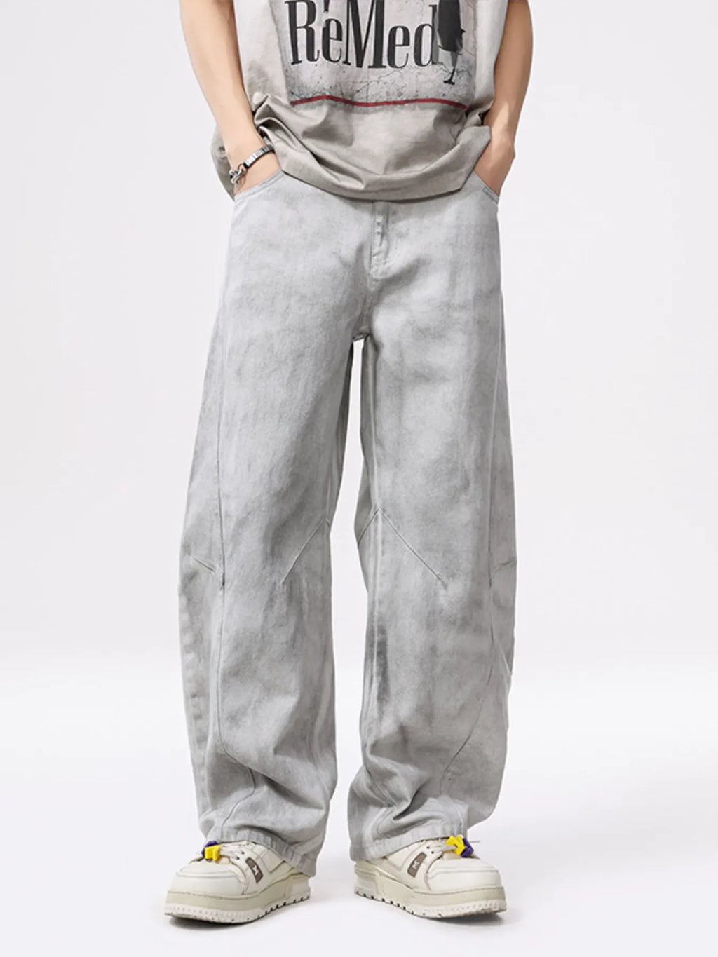Men's Vintage Wash Wide Leg Jeans