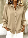 Plus Size Casual Long Sleeve Button-Down Shirt