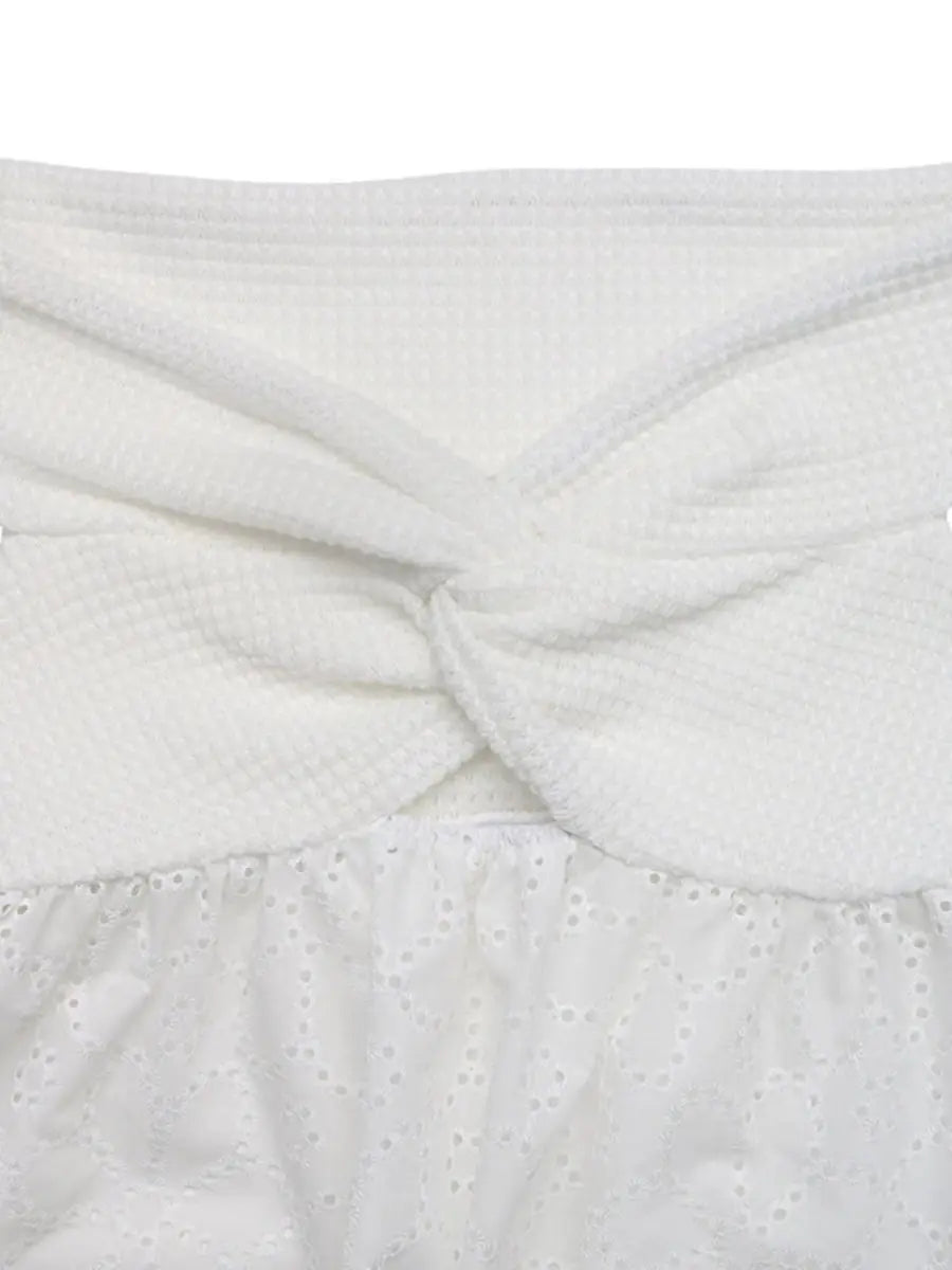 Women's Blouse - Eyelet Off-Shoulder Cutout - Cute Top