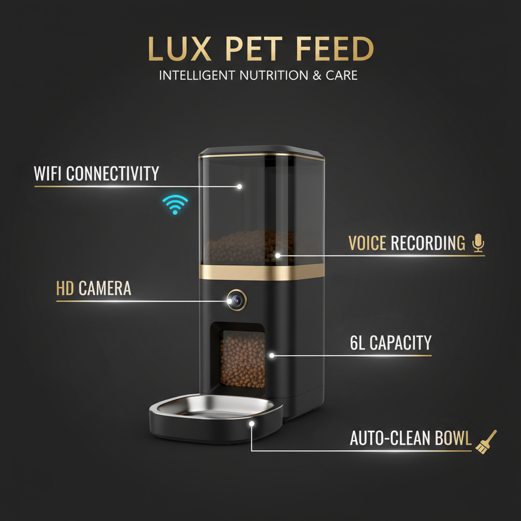 Smart pet feeder WiFi — hero angle product shot