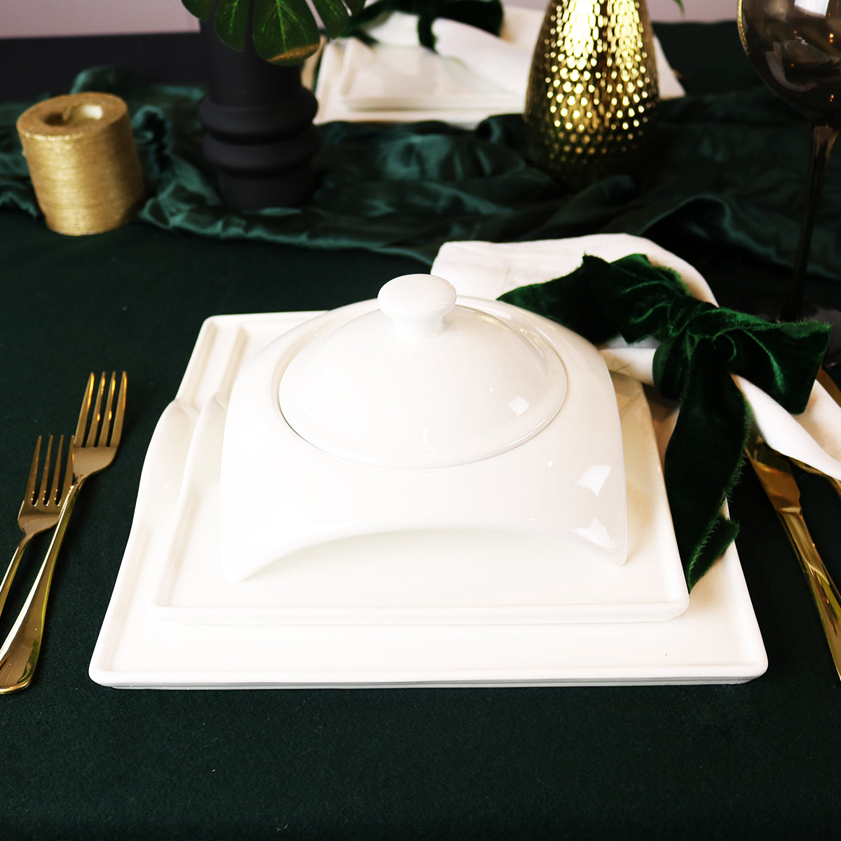 Square Porcelain Dinnerware Set — 20-Piece Service for 4 | Little White Dish