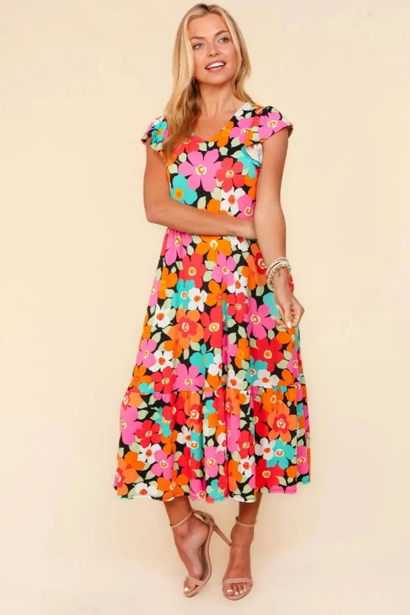 Dresses Trendsi Floral Midi Dress Women's Casual Summer Dress w/ Pockets Ship USA