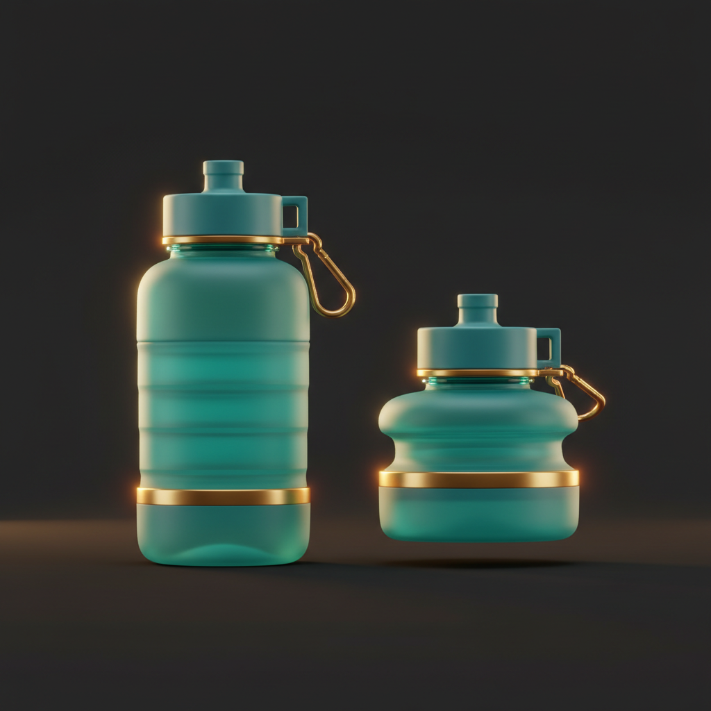 Collapsible silicone water bottle — full product context shot