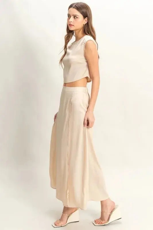 Women's Skirt Set Sleeveless Maxi Skirt Set - Comfortable - Two Piece Outfit