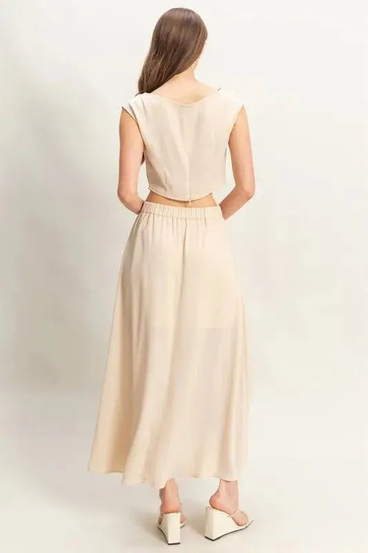 Women's Skirt Set Sleeveless Maxi Skirt Set - Comfortable - Two Piece Outfit