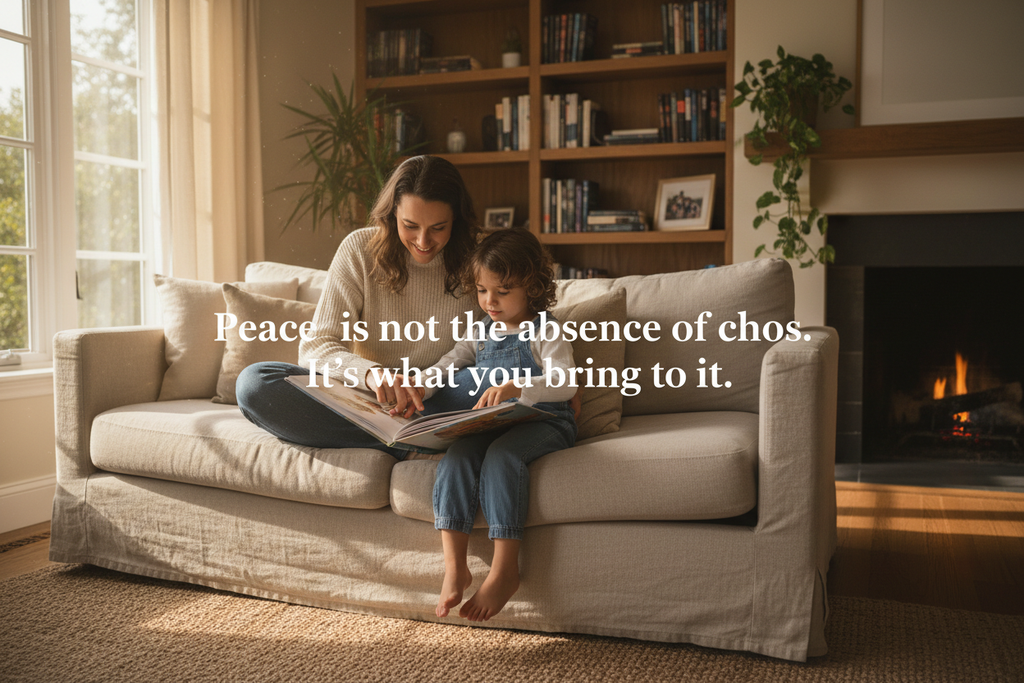 Parent and child reading together on sofa - The Calm Parent Blueprint
