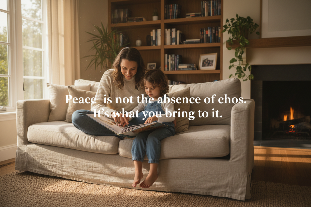 Parent and child reading together on sofa - The Calm Parent Blueprint