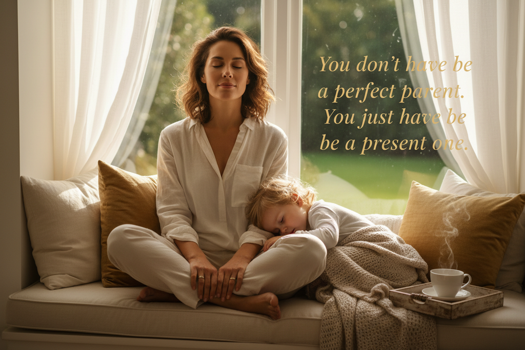Calm mother and sleeping toddler in morning light - The Calm Parent Blueprint
