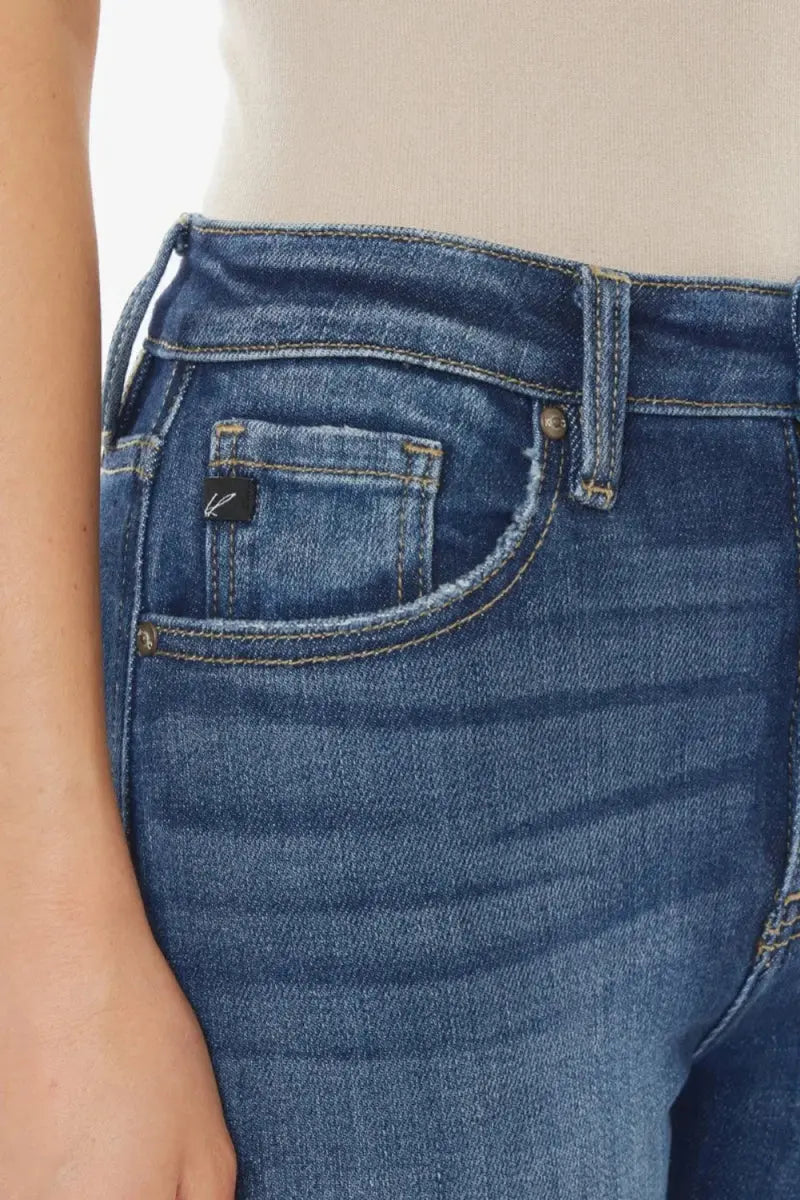 Jeans - High Waist Crop - Raw Hem Denim