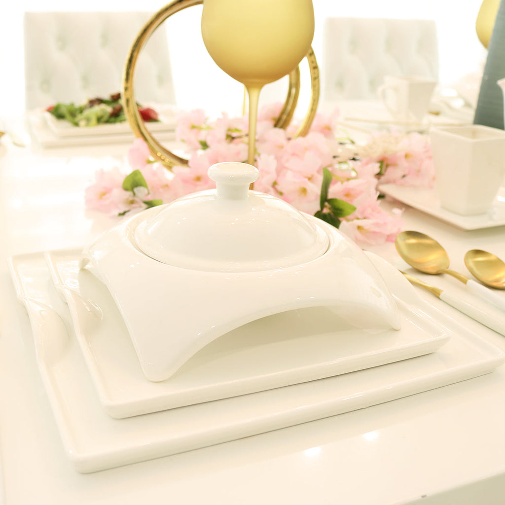 Square Porcelain Dinnerware Set — 20-Piece Service for 4 | Little White Dish