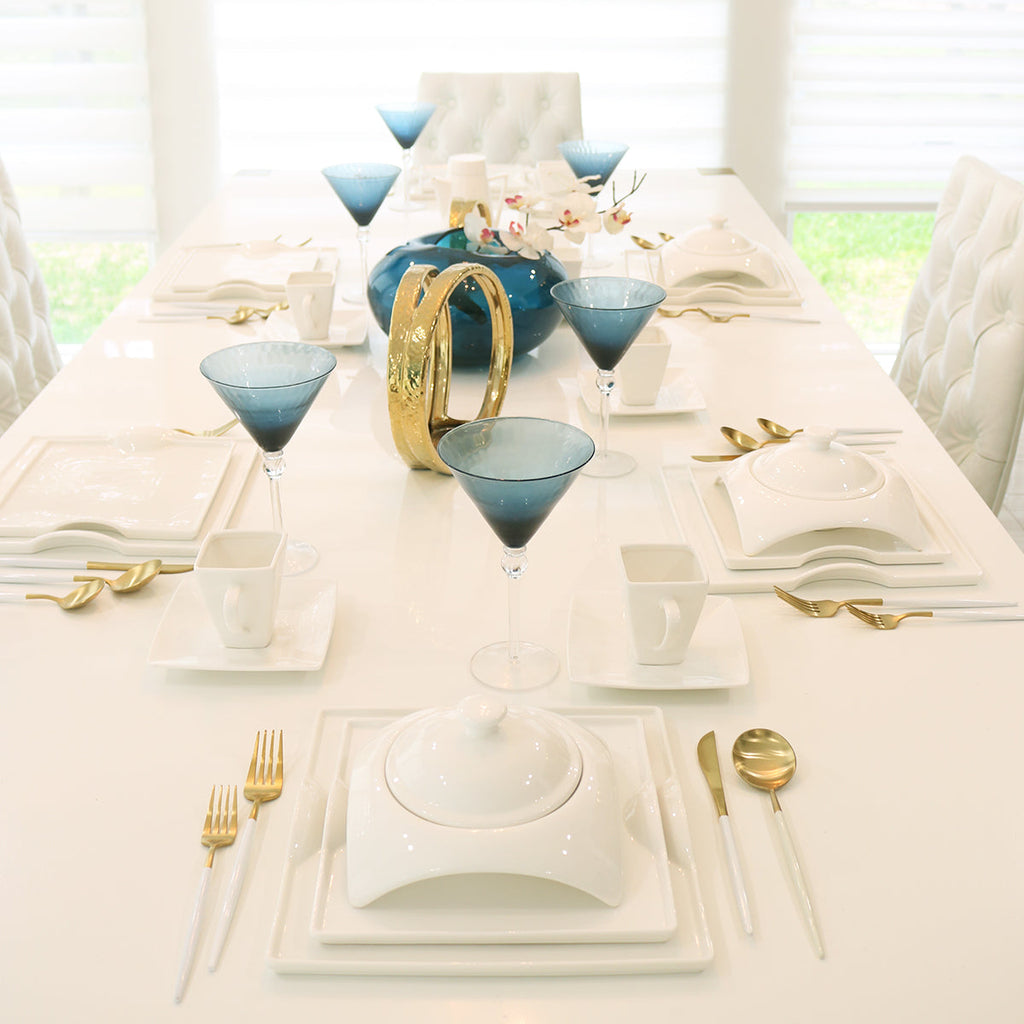 Square Porcelain Dinnerware Set — 20-Piece Service for 4 | Little White Dish