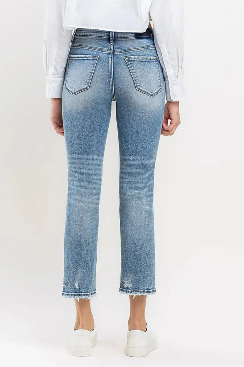 Trendsi High Rise Slim Straight Jeans Comfort Fit