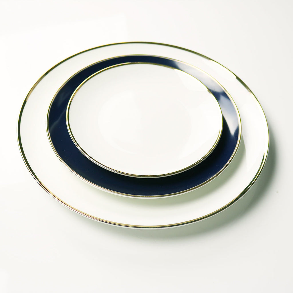 Sapphire Blue Jewel Salad Plate — Set of 4 | 14k Gold Detail | Little White Dish