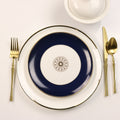 Sapphire Blue Jewel Salad Plate — Set of 4 | 14k Gold Detail | Little White Dish