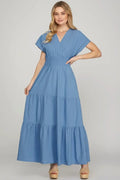 Trendsi Maxi Dress Surplice Tiered with Pockets