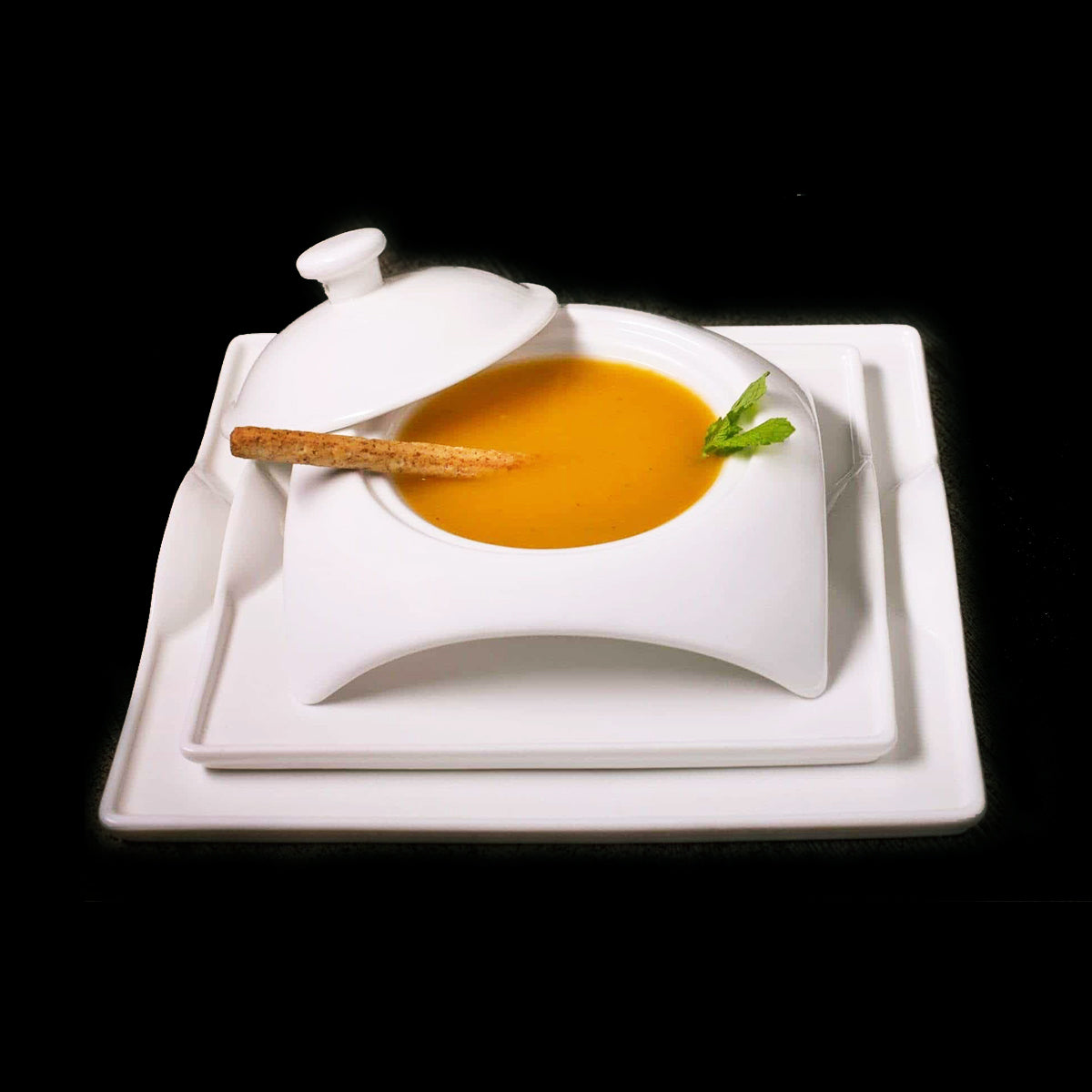 Square Porcelain Dinnerware Set — 20-Piece Service for 4 | Little White Dish