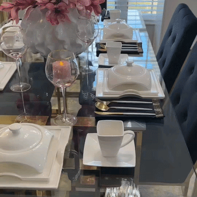 Square Porcelain Dinnerware Set — 20-Piece Service for 4 | Little White Dish